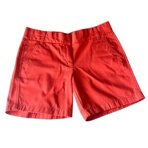 J.Crew Chino Shorts Womens Coral Orange Broken-In 100% Cotton Size 4